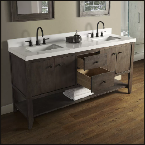 Fairmont Designs River View 72" Double Bowl Open Shelf Vanity - Coffee Bean
